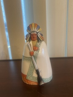 Rare Schafer Vater Flask Decanter Indian Chief HP Antique