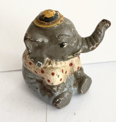 Vintage Hubley Ghisa Circo Baby Dumbo Elefante Giocattolo Peso Carta Orig. Vernice