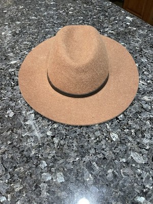 100% Wool Fedora In Camel With Brown Band 3  Brim Adjustable