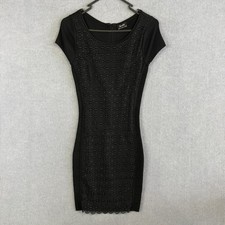 Bardot Dress Womens 2XS Black Lace Front Slimming Stretch Cap Sleeve