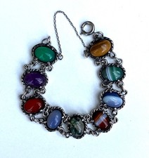 Vintage Scottish Sterling Silver & Agate Bracelet