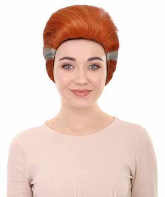 Kurze elegante kastanienbraune Hochsteckfrisur-Perücke für Erwachsene Damen mit animierten Figuren