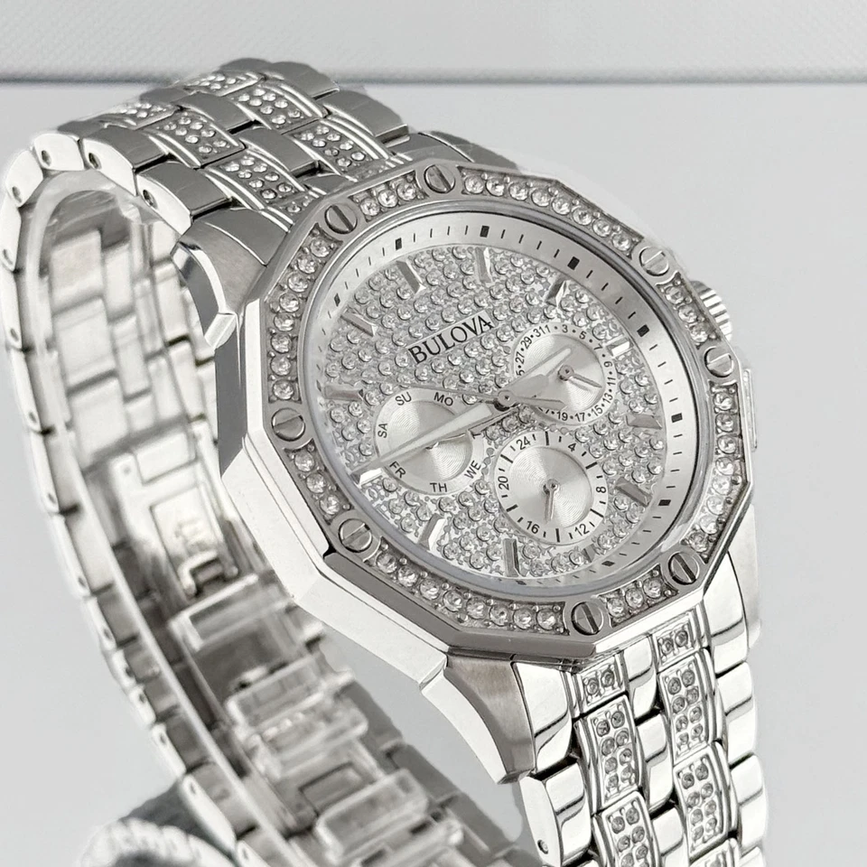 Reloj de cuarzo Bulova Octava cronógrafo para hombre 41,5 mm esfera cristal pavé 96C134 Foto 2 de 4