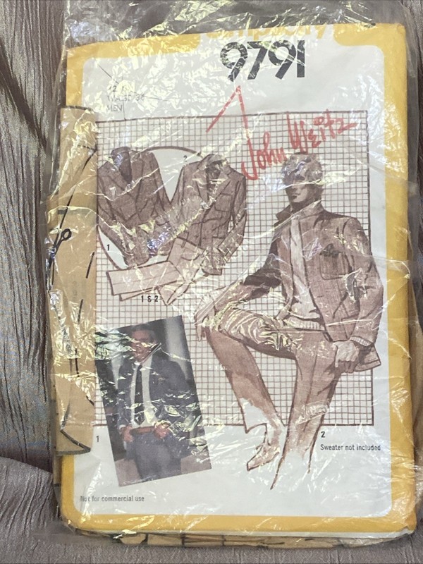 Vintage Simplicity Pattern 9791 ~ Men’s Suit Pants Jacket~ Size 42 * 1980