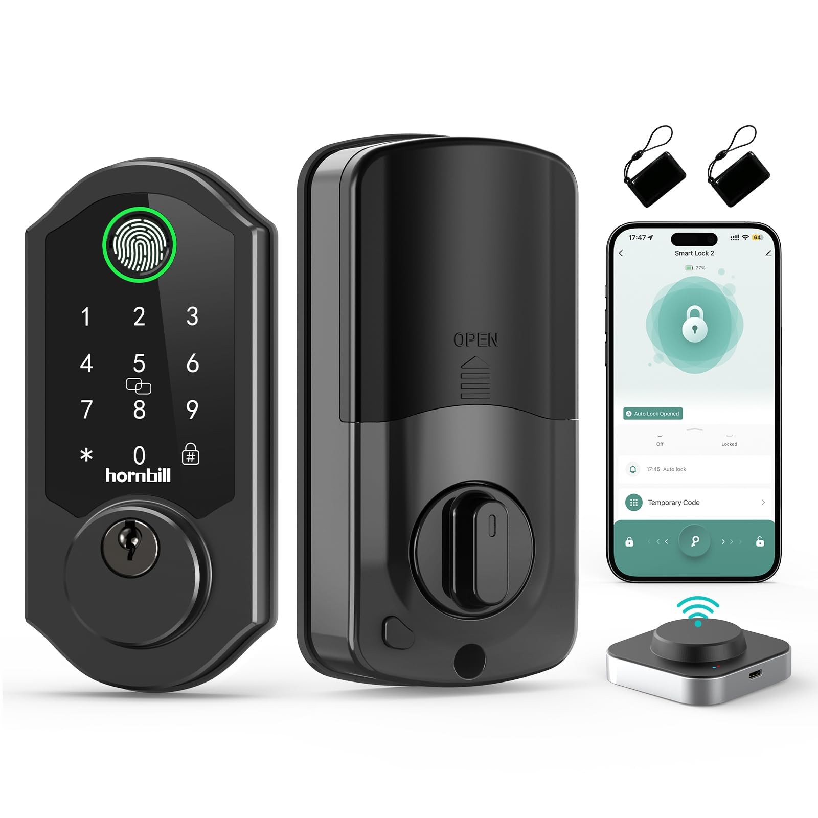 Smart WiFi Deadbolt Lock with Keyless Entry & Alexa Fingerprint Access for Front Door