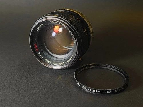Canon FD 50mm f1.4 s.s.c. MF Standard Lens w/filter and rear cap