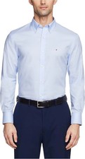 TOMMY HILFIGER Light Blue TH Flex Slim Fit Dress Shirt NEW XL 17 36/37