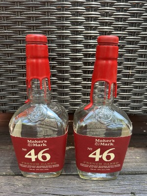 2 Maker's Mark 46 French Oaked Kentucky Straight Bourbon Bottles 750ml Empty