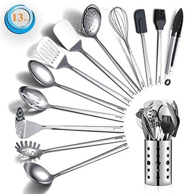New Stainless Steel Cooking Utensils Set, Berglander 13 Pieces Kitchen Tools Set