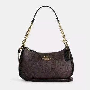 COACH Teri Shoulder Bag In Signature Gold/Walnut/Black, Only unpacked, not used