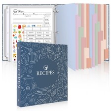 Recipe Binder 8.5x11 3 Ring, 1" Round Rings, Recipe Book to Write in Your own...