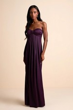 Lulus Memorable Entrance Dark Purple Strapless Satin Maxi Dress Size Large NWT