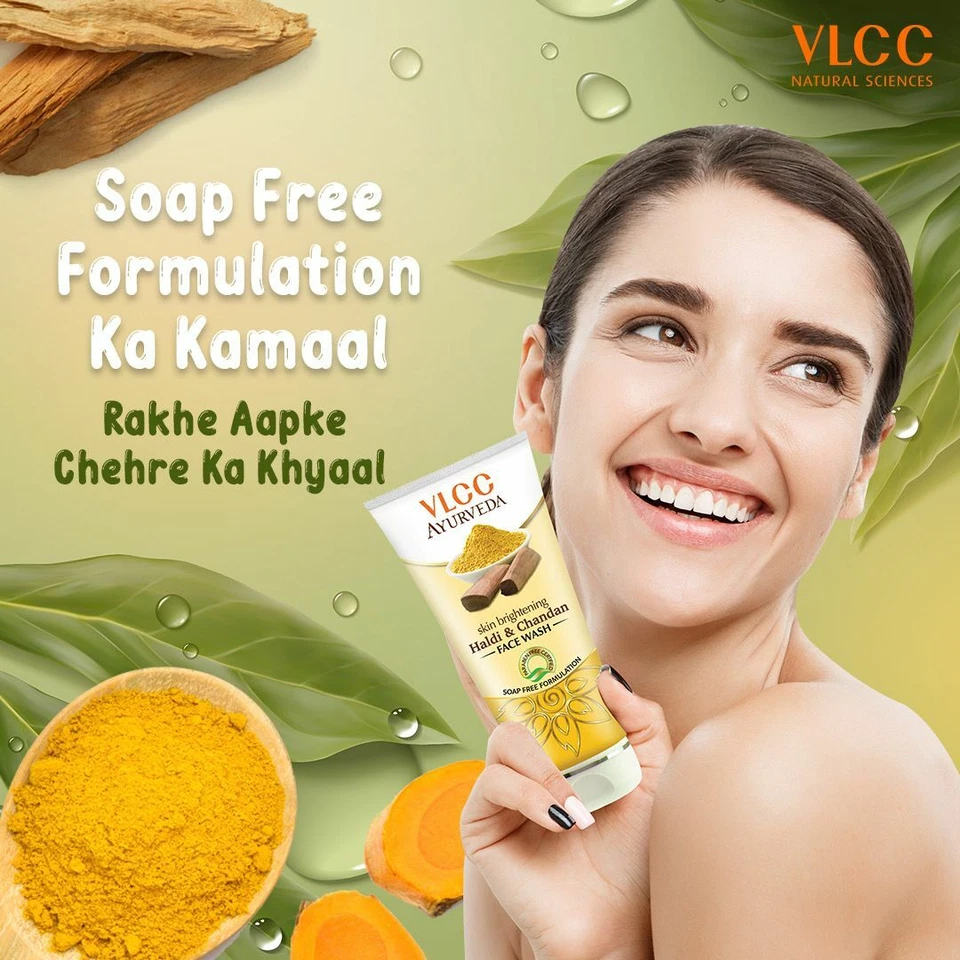2 x 100ml Daily Natural Haldi Turmeric SOAP FREE Face wash Facewash sandalwood - Image 2 of 4