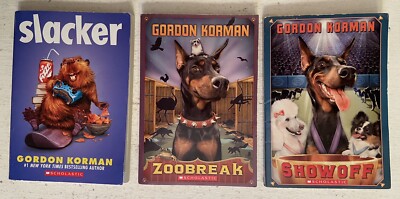 Gordon Korman Lot of 3 Paperback - Slacker, Zoobreak, Showoff *Signed by Author*