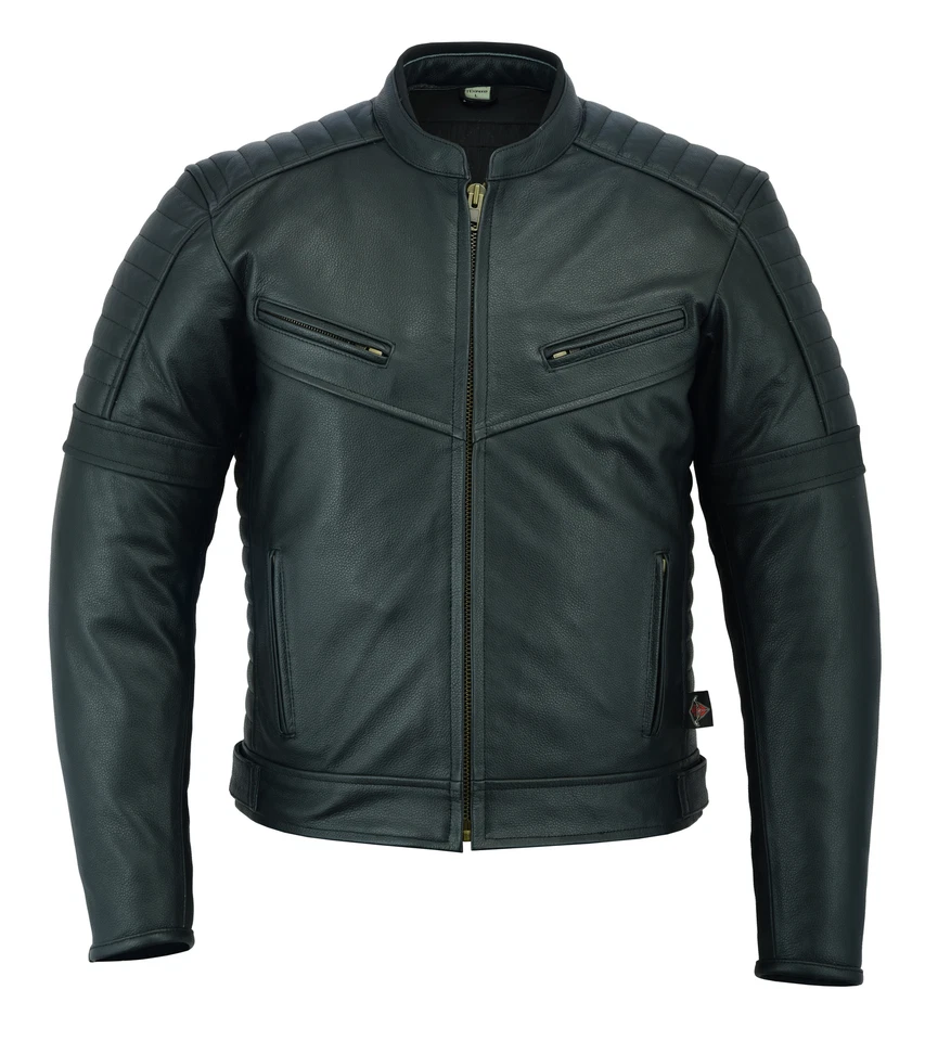 Leder Motorrad Jacke mit Armour Schwarz Motorrad Touring Biker - Bild 2 von 4