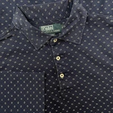 Polo Ralph Lauren Shirt Men S Blue Geometric Pima Cotton Short Sleeve Soft AOP