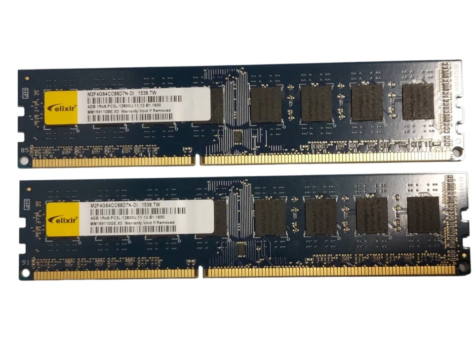 2x4GB (8GB) Elixir 4GB.1Rx8.PC3L-12800U-11-12-B1.160 DDR3 RAM  ##1142