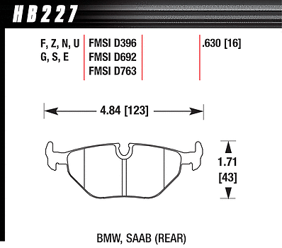 Hawk HB227Z.630 Performance Ceramic Rear Brake Pads for 2003-2008 BMW Z4 - Picture 4 of 4