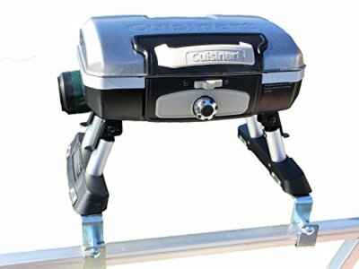 Cuisinart Grill Modified for Pontoon Boat with Arnall's Grill Bracket Set SILVER