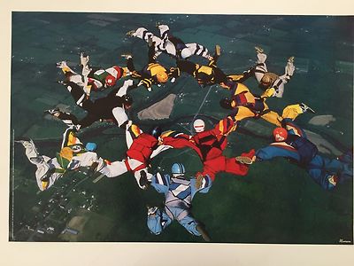 PARACHUTE JUMPING,PHOTO BY SPORTSCHROME, AUTHENTIC 1989 POSTER 