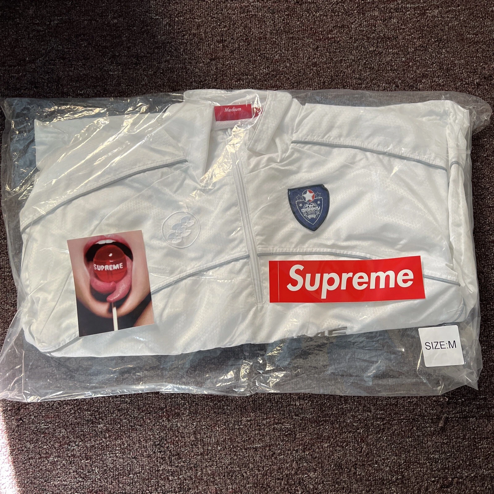 Pull passepoil réfléchissant Supreme NEUF taille Medium   BLANC (COULEUR RARE)