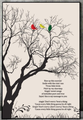 Bob Marley Three Little Birds Song Lyrics Exodus Reggae Music Album Retro Poster