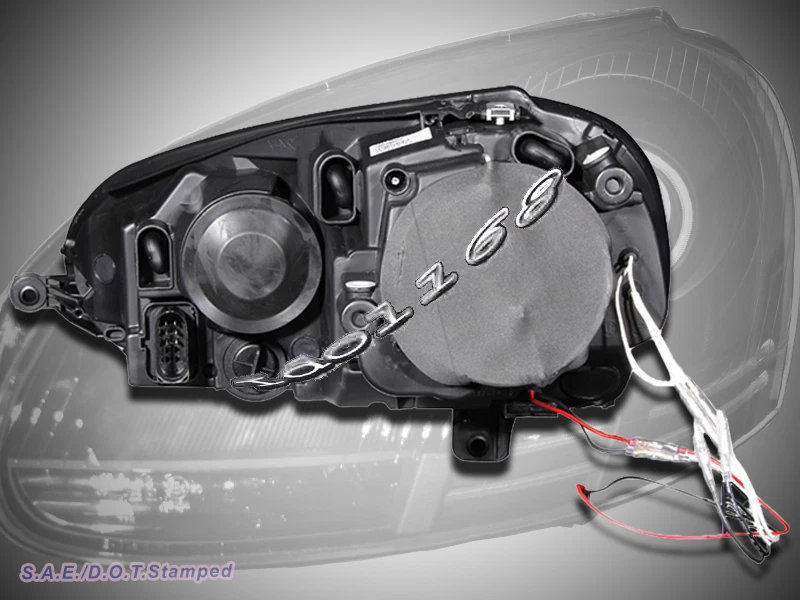 06-09 VW GTI//Rabbit/Jetta carcaça preta CCFL halo faróis projetores de LED - Imagem 2 de 2
