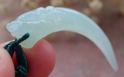 Video Certified Green Burma Natural A JADE JADEITE PENDANT Dragon tooth 龙 109216