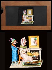 PLAQUE ANIMÉE 1880 - LE MIROIR  / lanterne magique