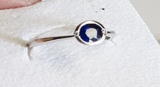 bague fiançaille argent 925 poinçonné saphir taillé ovale moderne T.54 B426