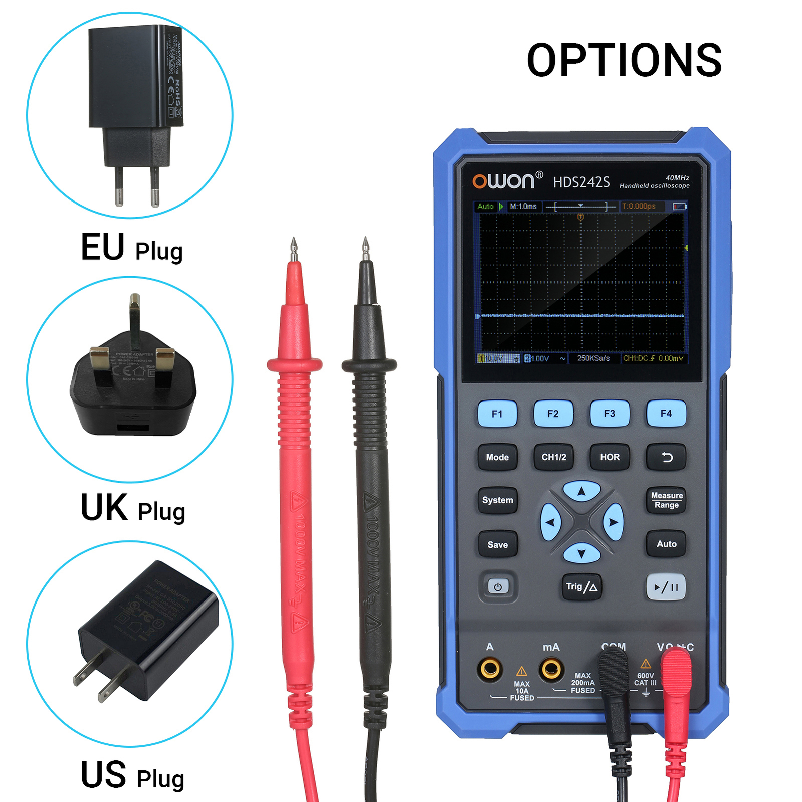 OWON HDS242S 2--Handoszilloskop-Multimeter-Wellenformgenerator D2K2