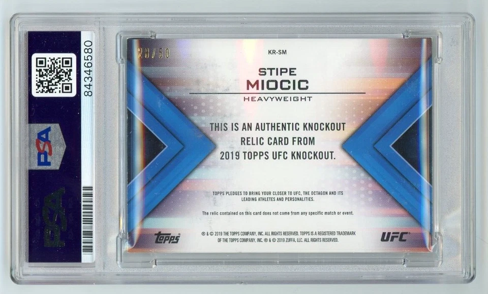 2019 Topps UFC Knockout Stipe Miocic Relic Auto /50 #KR-SM PSA/DNA Authentic - Image 2 of 2