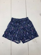 Womens Dark Blue Floral Drawstring Shorts Size Large