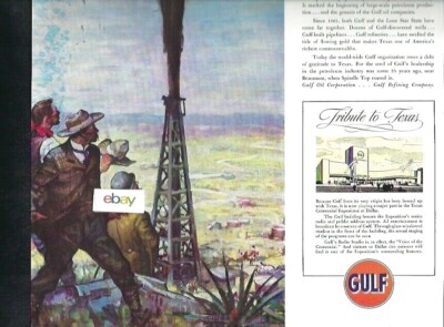 GULF OIL & REFINING COMPANY WHEN SPINDLE TOP ROARED IN BEAUMONT TEXAS 1936 AD