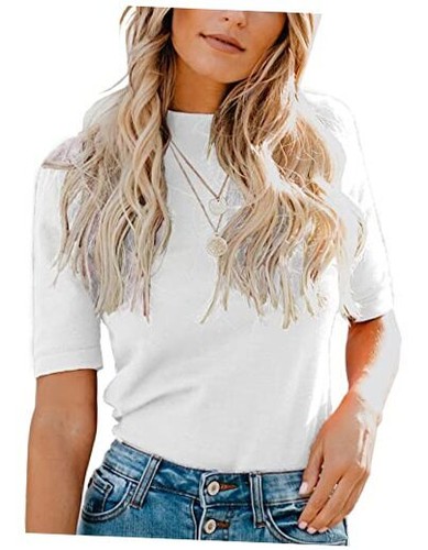 Womens Tops Dressy Casual Summer Cute Tops Mock Turtleneck Medium White