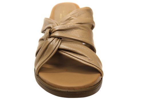 Opananken Navi Womens Comfortable Leather Mid Heel Slides Sandals - Picture 5 of 20