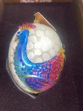 Jay Strongwater RAINBOW VIBRANTE PAVONE ORNAMENTO NATALIZIO 5,5" FORMA UOVO NUOVO CON SCATOLA