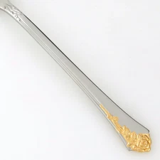 Oneida GOLDEN DAMASK ROSE Stainless Heirloom Cube Gold Accent Flatware CHOICE