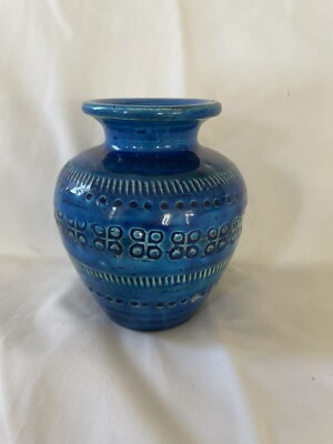 Vintage Flavia Montelupo Italian Pottery Blue Green Vase MCM | eBay