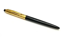 VINTAGE EVERSHARP BALLPOINT PEN CLIP ACTION BLACK & GOLD MADE IN USA EARLY MODEL