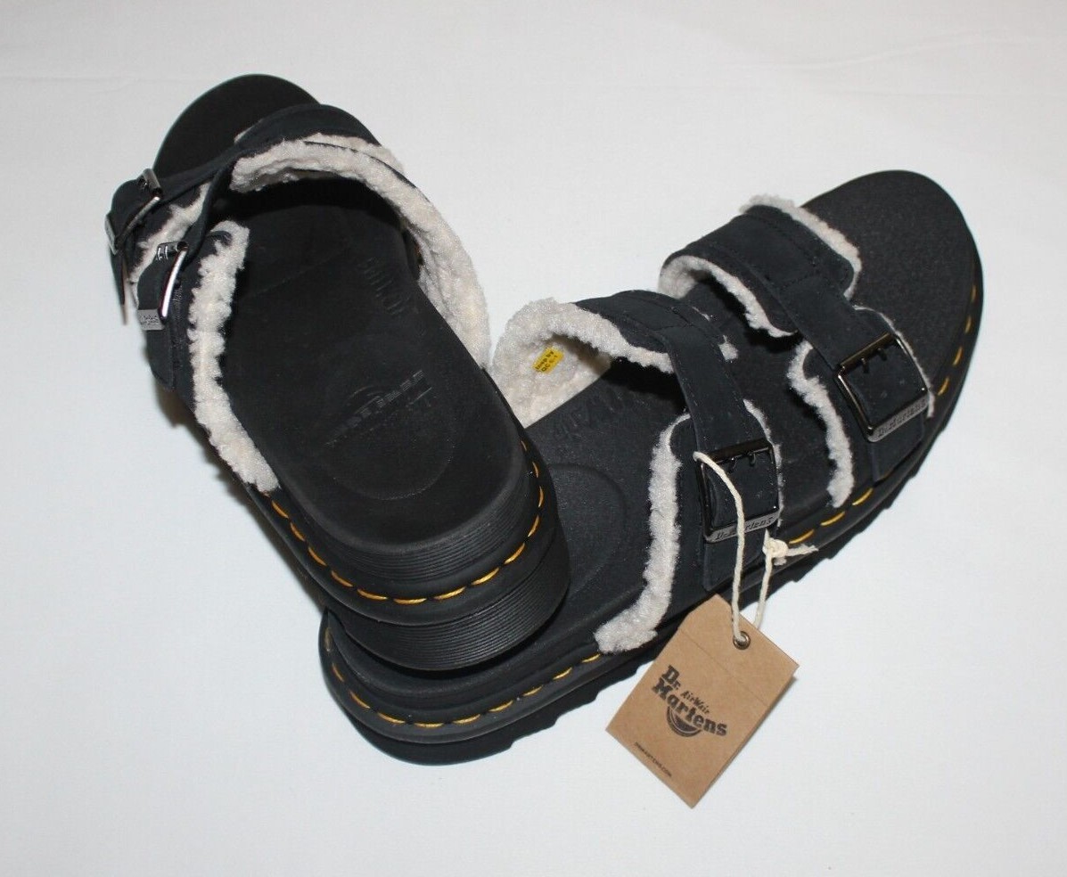 DR. MARTENS MYLES FAUX SHEARLING SUEDE SLIDE SANDAL Myles Suede Buckle Slide Sandals in Black | Dr. Martens main image 2