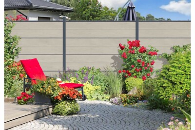 WPC Steckzaun Sichtschutzzaun Sichtschutz Gartenzaun Stecksystem Windschutzzaun