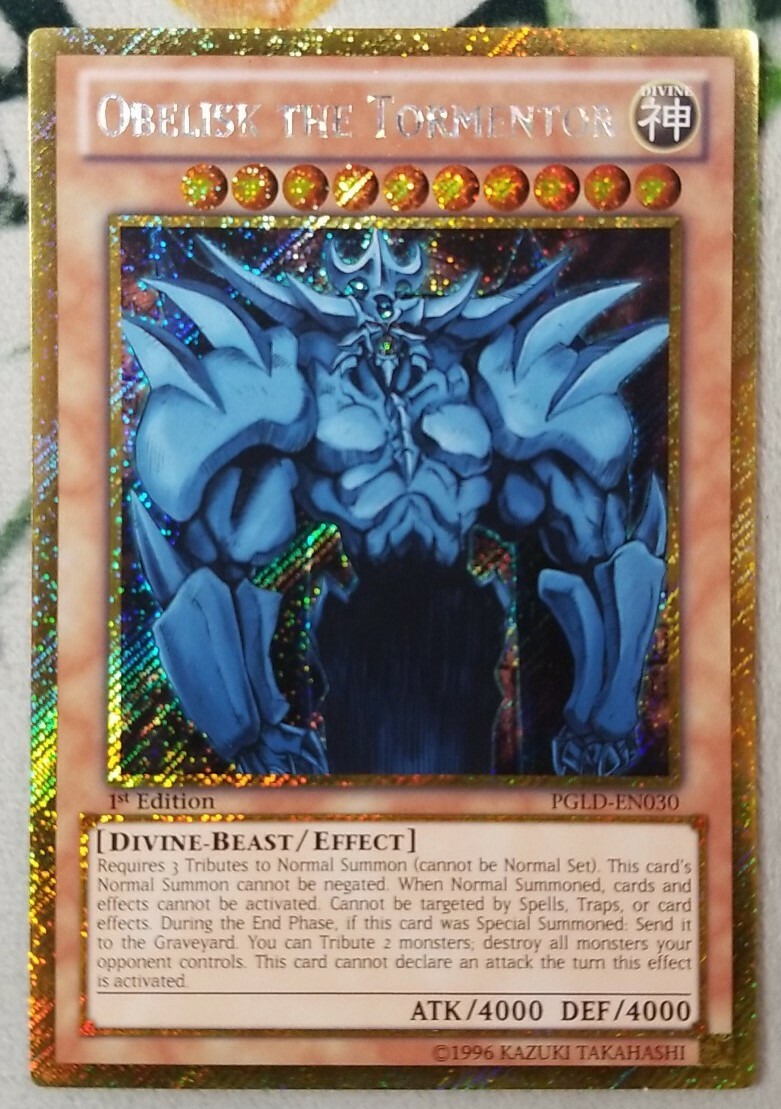 obelisk the tormentor gold pokemon card Obelisk the Tormentor PGLD-EN030 Gold Secret Rare 1st Edition Yugioh NM