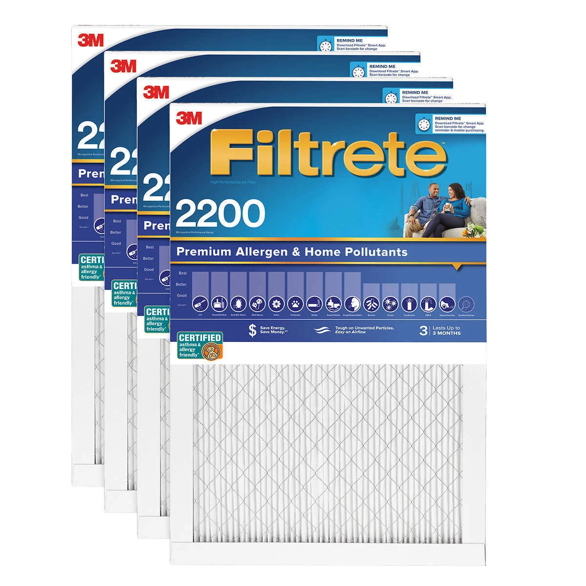 3M 2200 Series Filtrete Air Home Residence AC Filter 14x20x1 4 pack