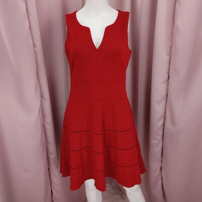 Robe Rouge Sans Manches Sharagano Avec Fermeture éclair - Taille 6 (US) - Occasion Très Bon état