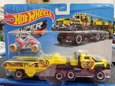 HOT WHEELS SUPER RIGS TRUCK HAULER & ATV SET HAULIN' HORSEPOWER DXB45 BDW51