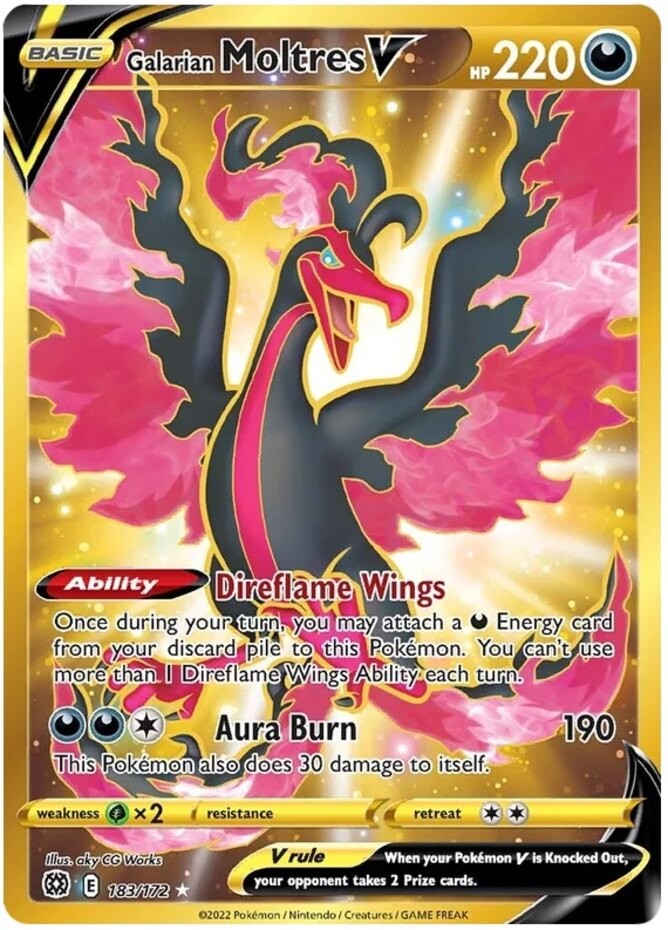 Lightly Played Galarian Moltres V - 183/172 - Secret Rare Pokemon Brilliant Star