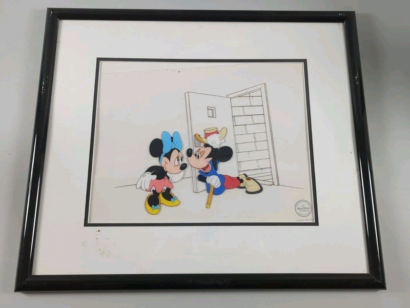 Original WALT DISNEY Mickey Minnie Birthday Party LE 5000 Animation Cel Suprise
