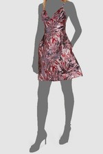 Laundry by Shelli Segal Women's Red Jacquard Fit & Flare Dress Size 8