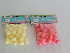2 PACKAGE S/36 1" EASTER EGGS FOAM DECOR CRAFT GLITTER BASKET YELLOW, PINK,